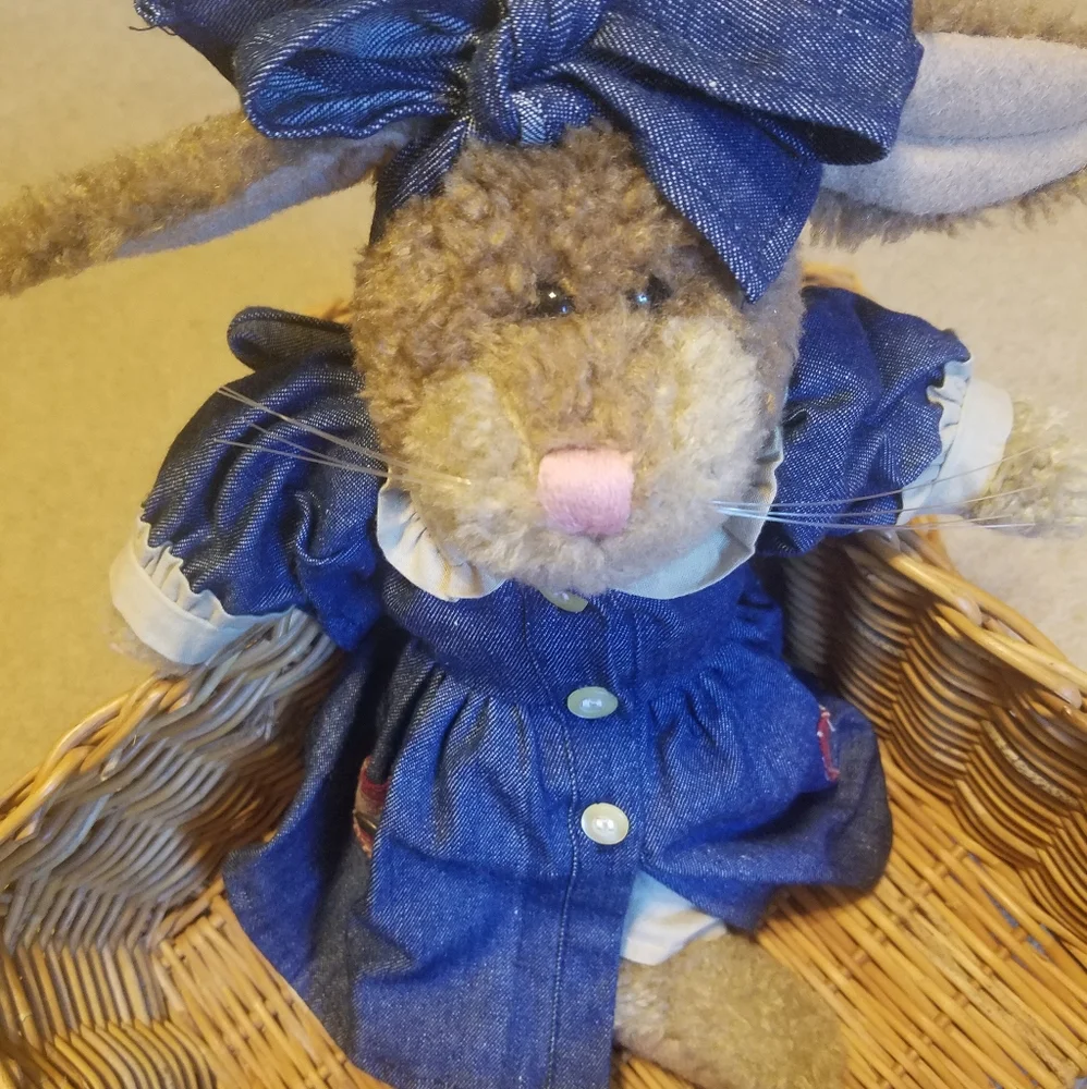 Lucille Bunny Rabbit Boyd's Bears in a Denim Dress 14 in tall